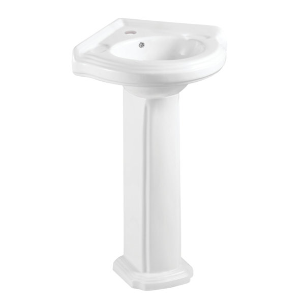 Kingston Brass 33.88" Tall Glossy White Ceramic Oval Pedestal Bathroom